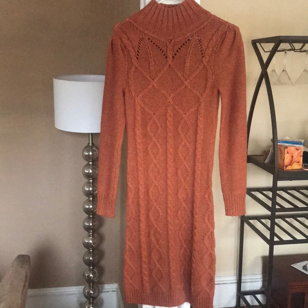 MODA INTERNATIONAL Rust Wool Blend Sweater Dress